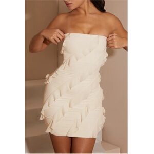 Oh Polly Strapless Cream Dress